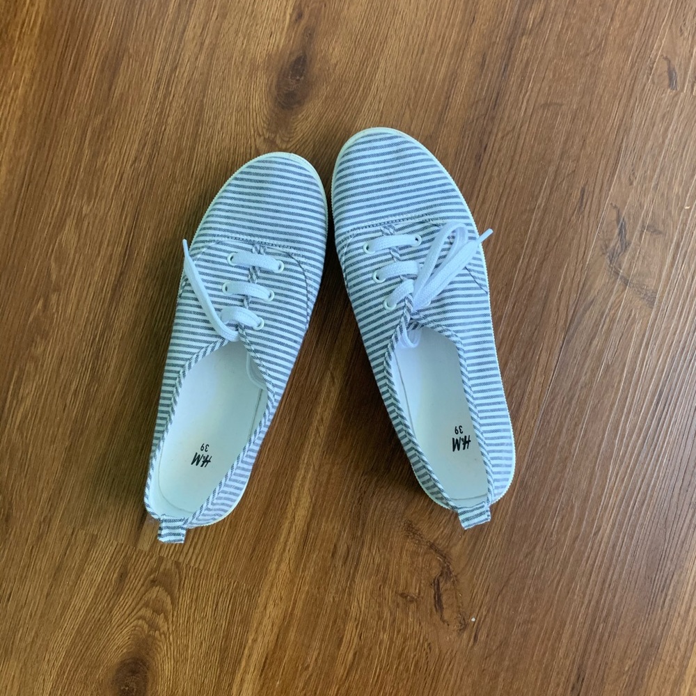 Blue striped shoes
